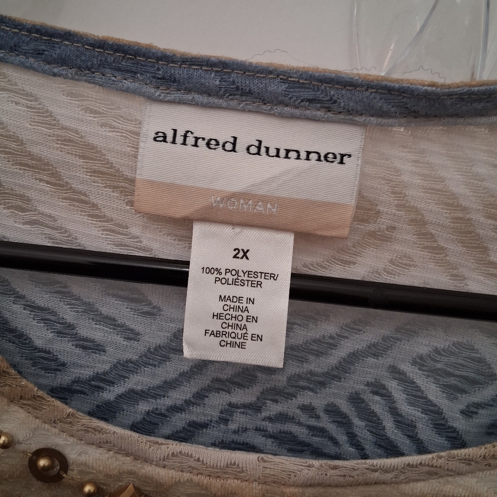 ALFRED DUNNER Tie Dyed Navy & Gold Tee Top Size 2X - Picture 3 of 6